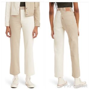 Levi's Ribcage High Rise Straight Ankle Two-Tone Jeans 28